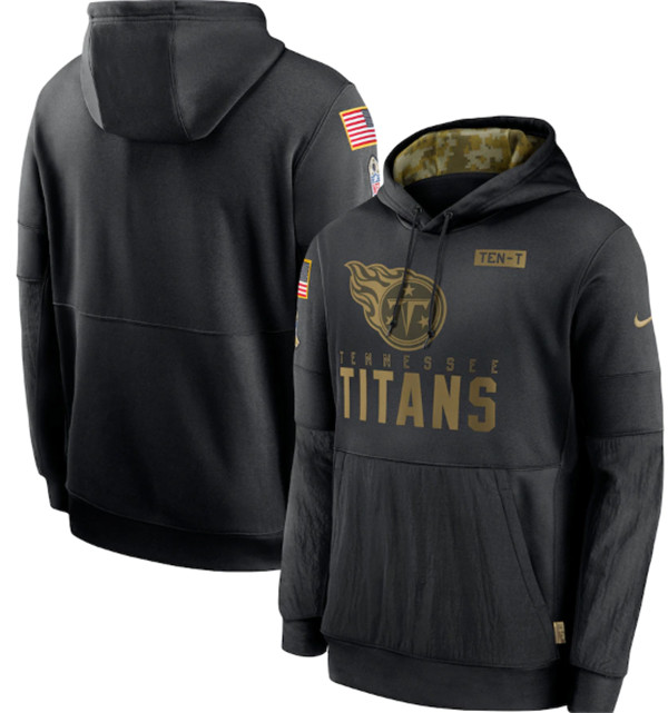 Men's Tennessee Titans 2020 Black Salute to Service Sideline Performance Pullover NFL Hoodie